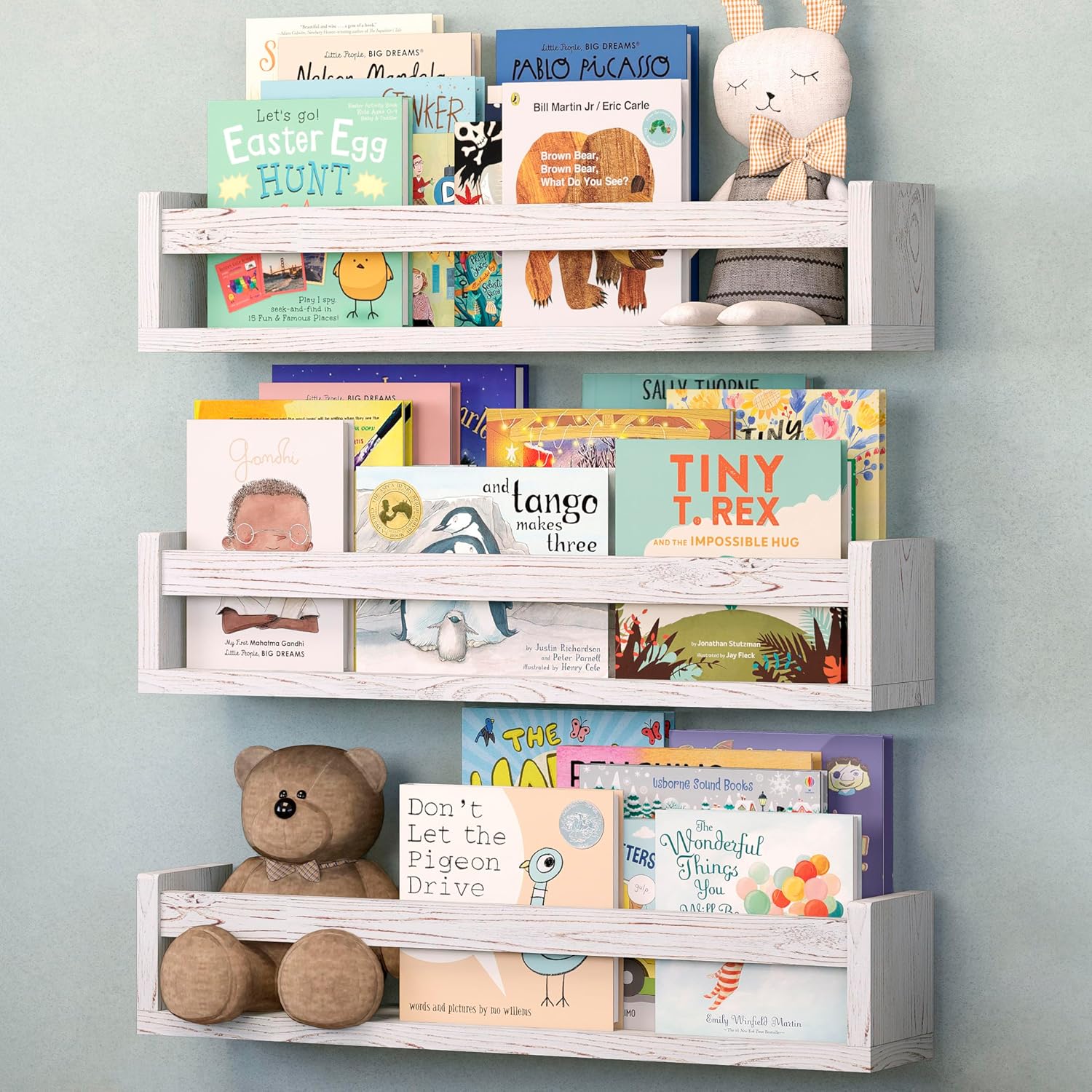 Thumbnail 6 de NATURE SUPPLIES Set: 3 weiße Wandregale aus Massivholz, 58 cm – Montessori Bücherregal für Kinderzimmer