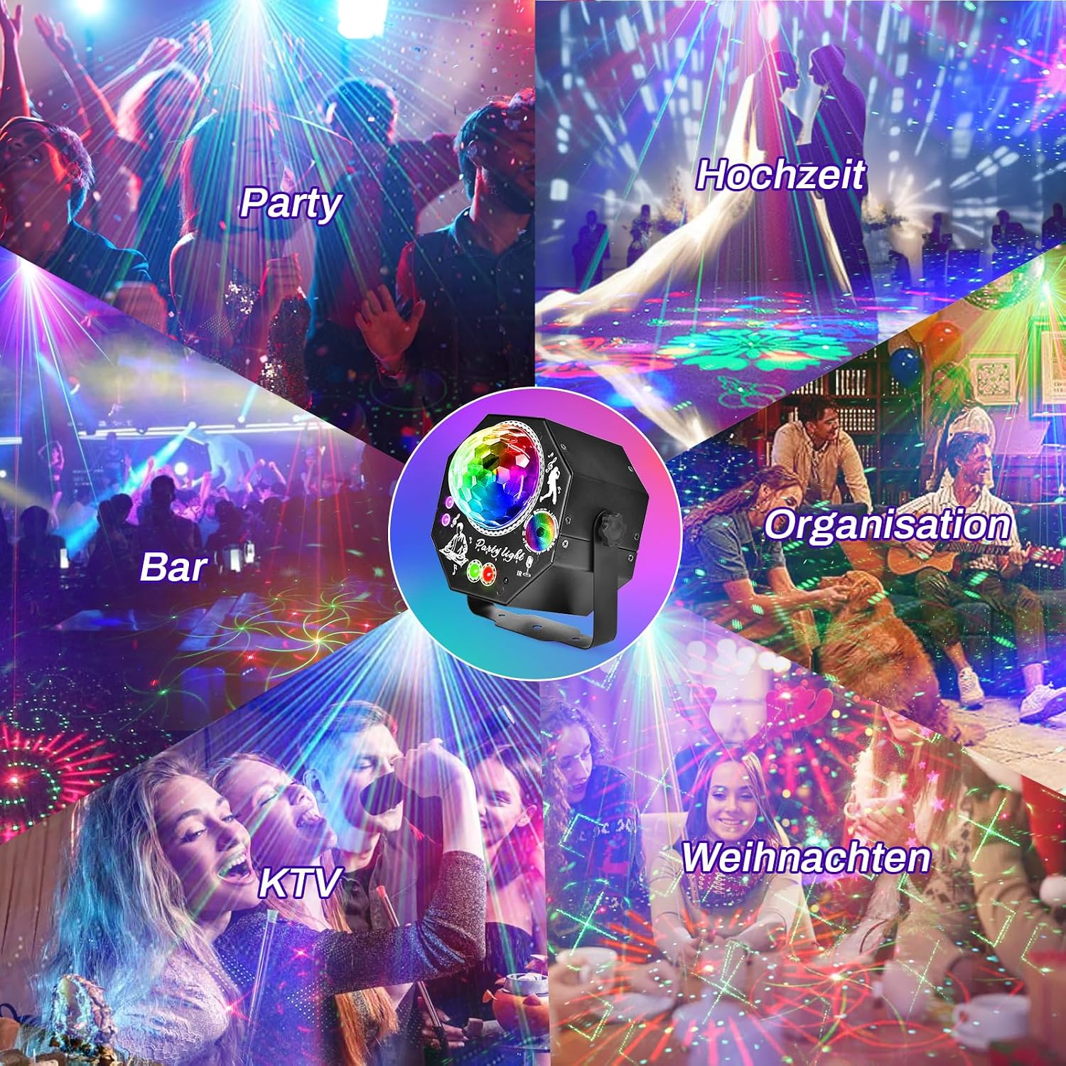Thumbnail 6 de 4-in-1 Discolicht Partylicht mit Fernbedienung – 75 Effekte, RGB/UV, Musikgesteuert