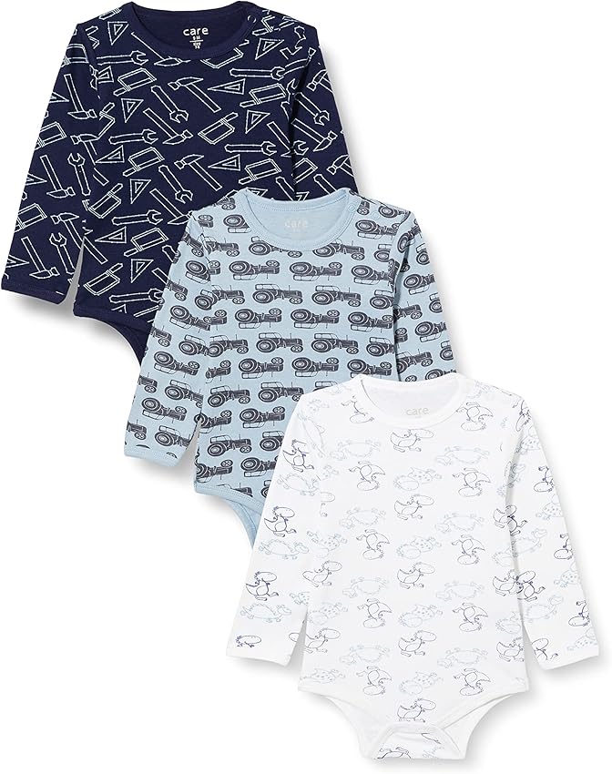 Detalle de Care Bodies Unisex Bebés, 3 Pzas Manga Larga, Azul 💙
