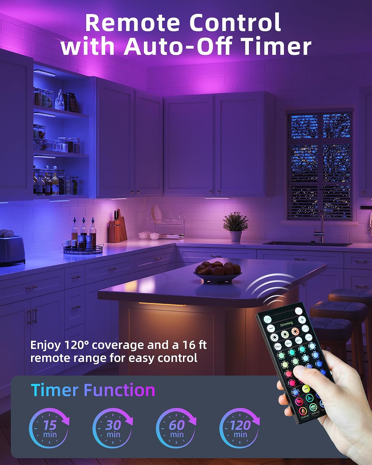 Detalle de EZVALO 80RGB Color Changing Under Cabinet Lighting (Wireless, 6-Pack)