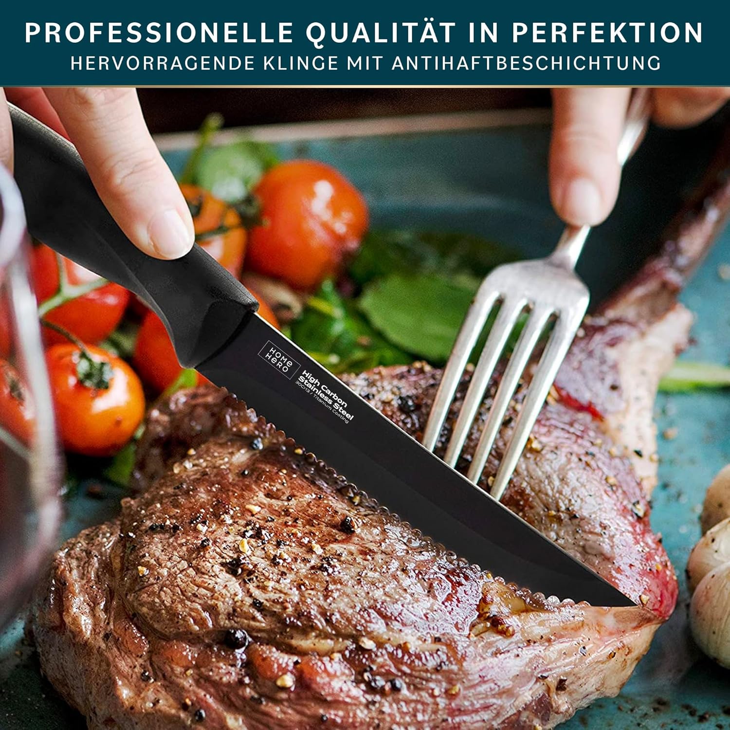 Thumbnail 1 de Home Hero Messerset 8 Stück Steakmesser Schwarz
