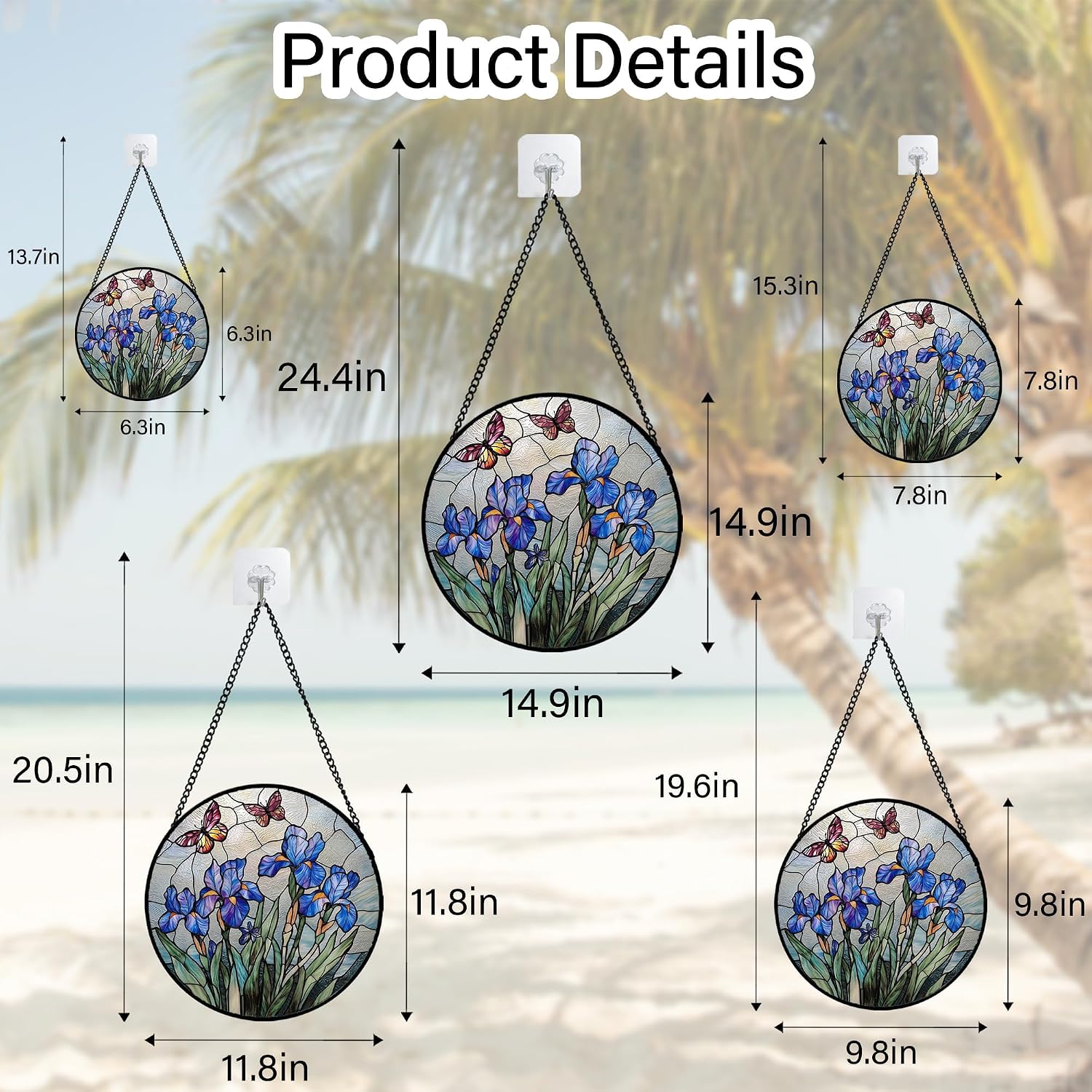 Thumbnail 6 de Purple Iris Butterfly Stained Glass Suncatcher 7.8-inch