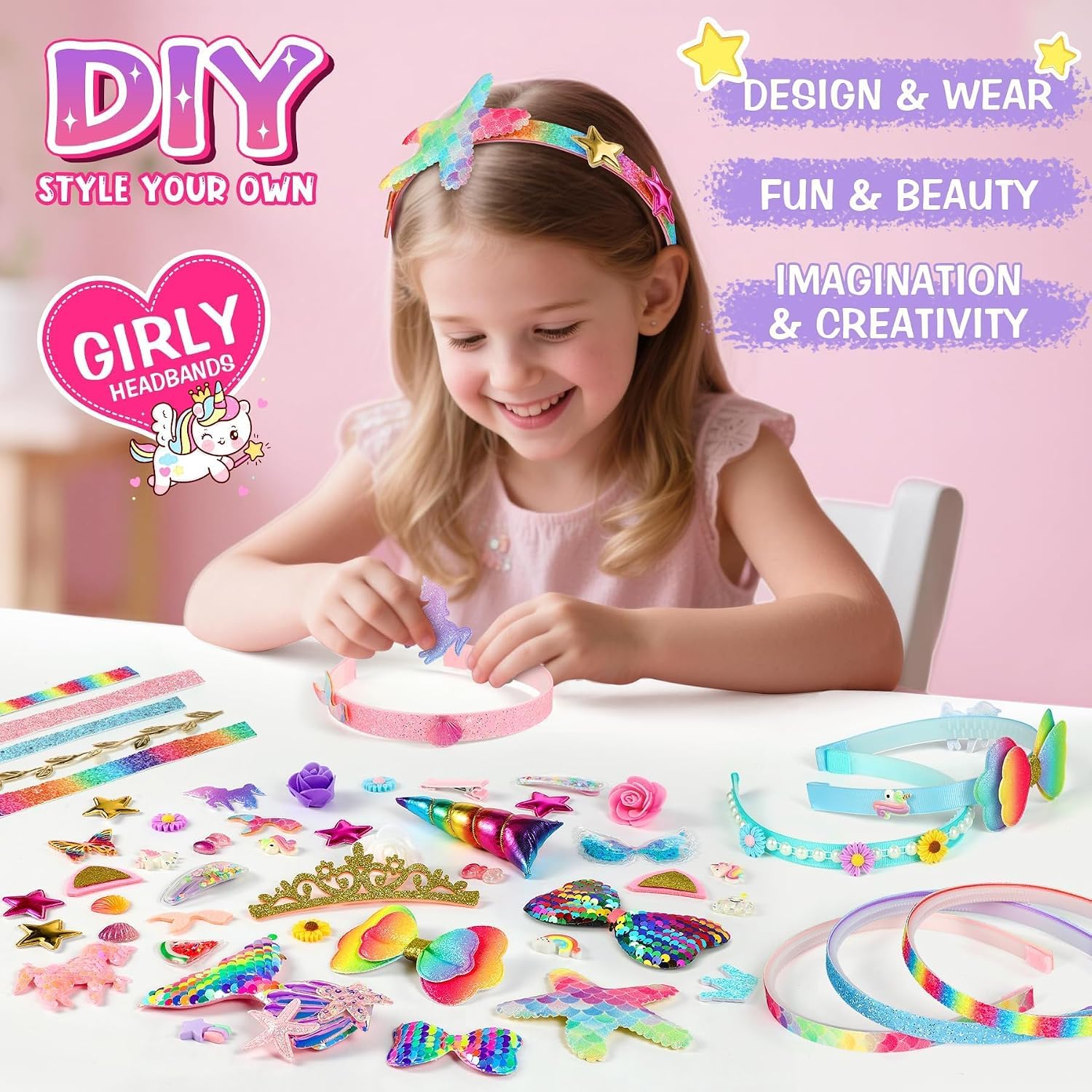 Detalle 2 de Pourbibi Kit 10 pezzi per cerchietti bambine 🎀