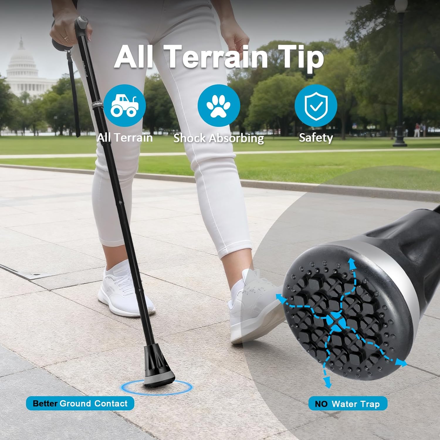 Thumbnail 4 de rehand All-Terrain Collapsible Walking Stick 8‑Height