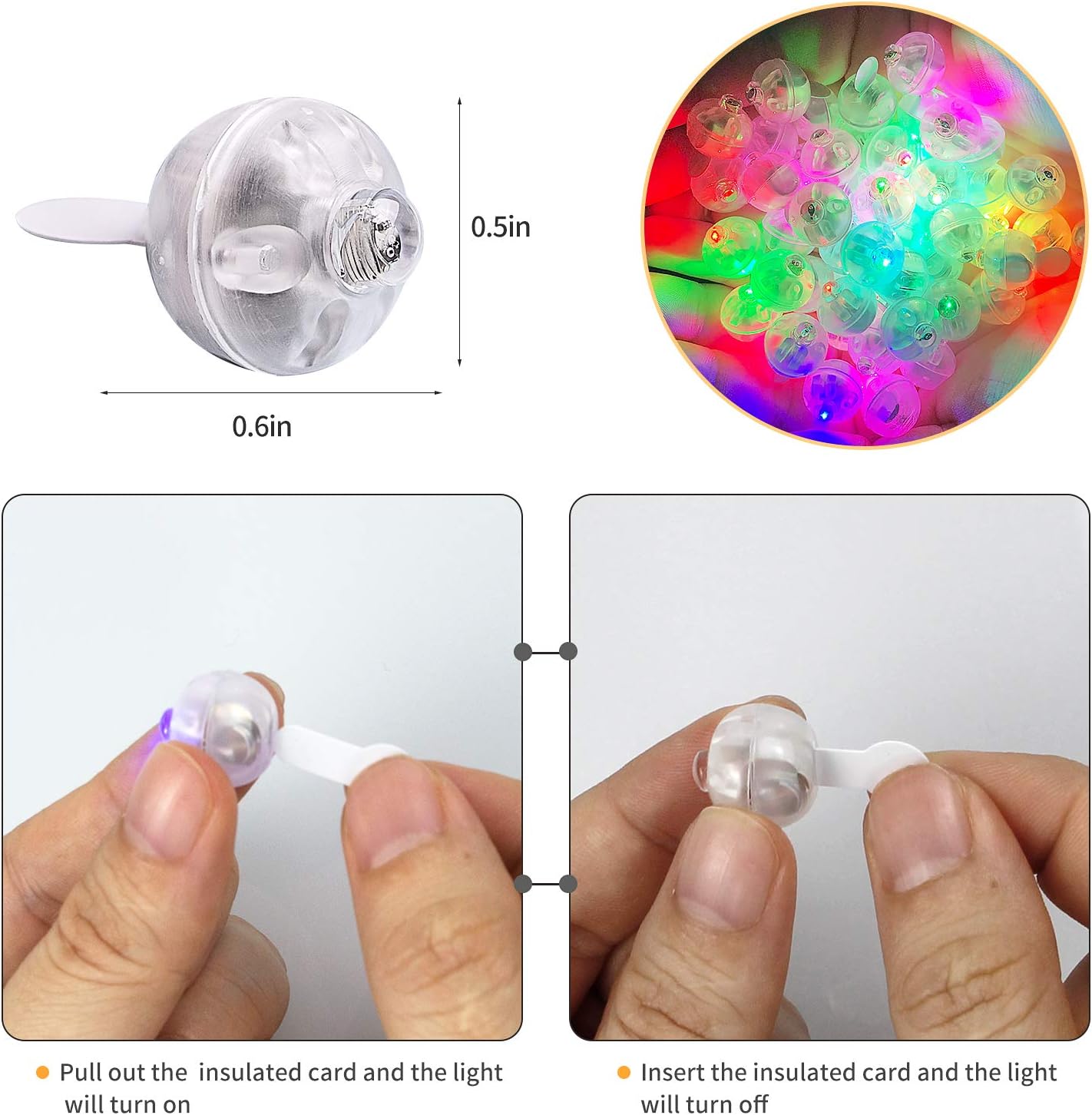 Thumbnail 2 de 100pcs Multicolor LED Balloon Lights (Rainbow Round Mini Flash Lights) for Party, Wedding & Holiday Decor