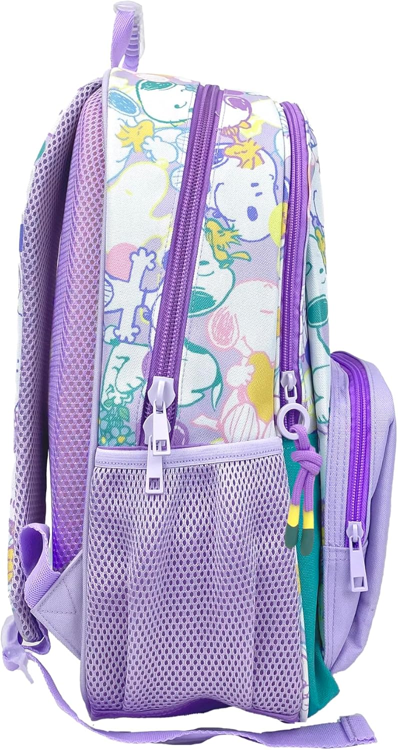 Detalle de CYPBRANDS Snoopy Sac à dos adaptable au chariot – multicolore violet, officiel
