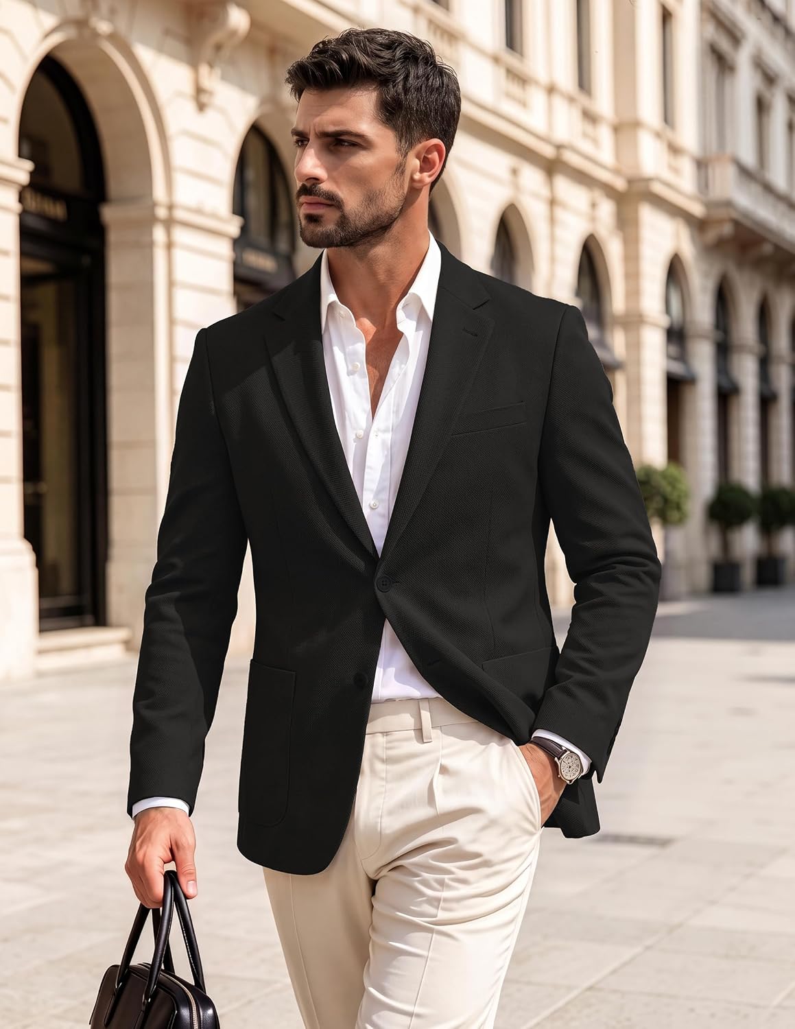 Detalle de PJ PAUL JONES Men's Casual Knit Blazer, Two-Button Stretch Sport Coat