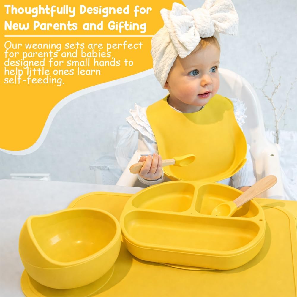 Detalle de Melabama Silicone Baby Feeding Set – 10 Piece Weaning Kit (Daisy Drop)