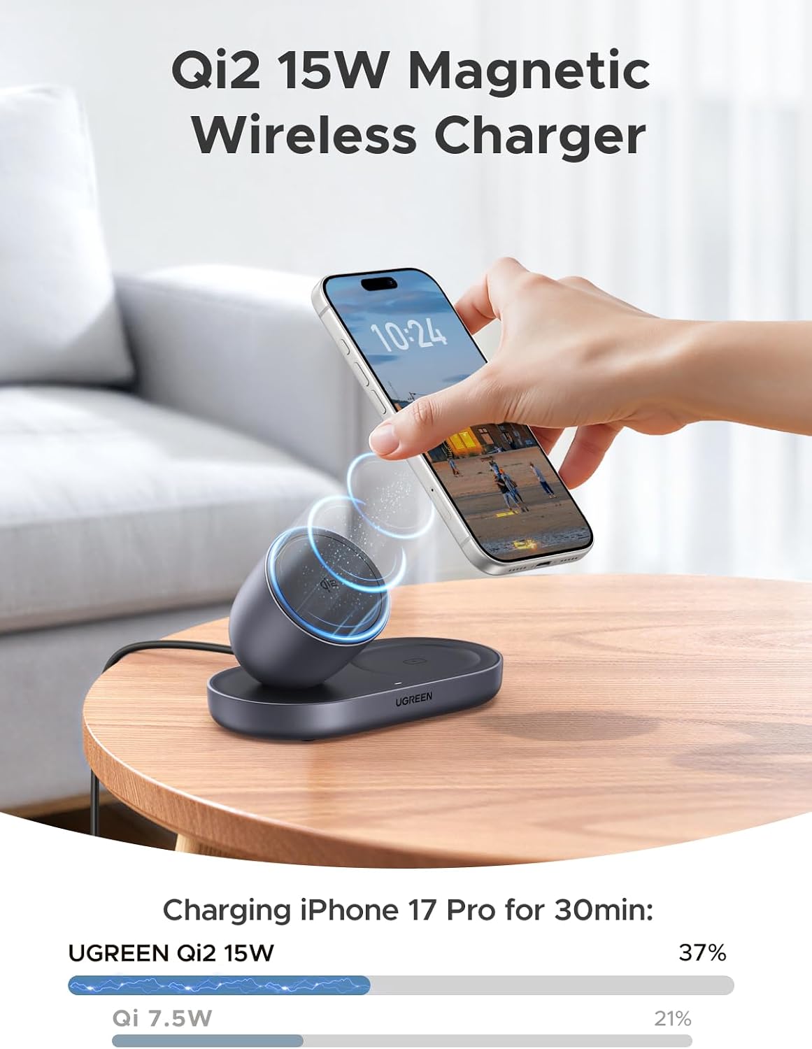 Detalle 2 de UGREEN Zapix Qi2 15W MagSafe Charger