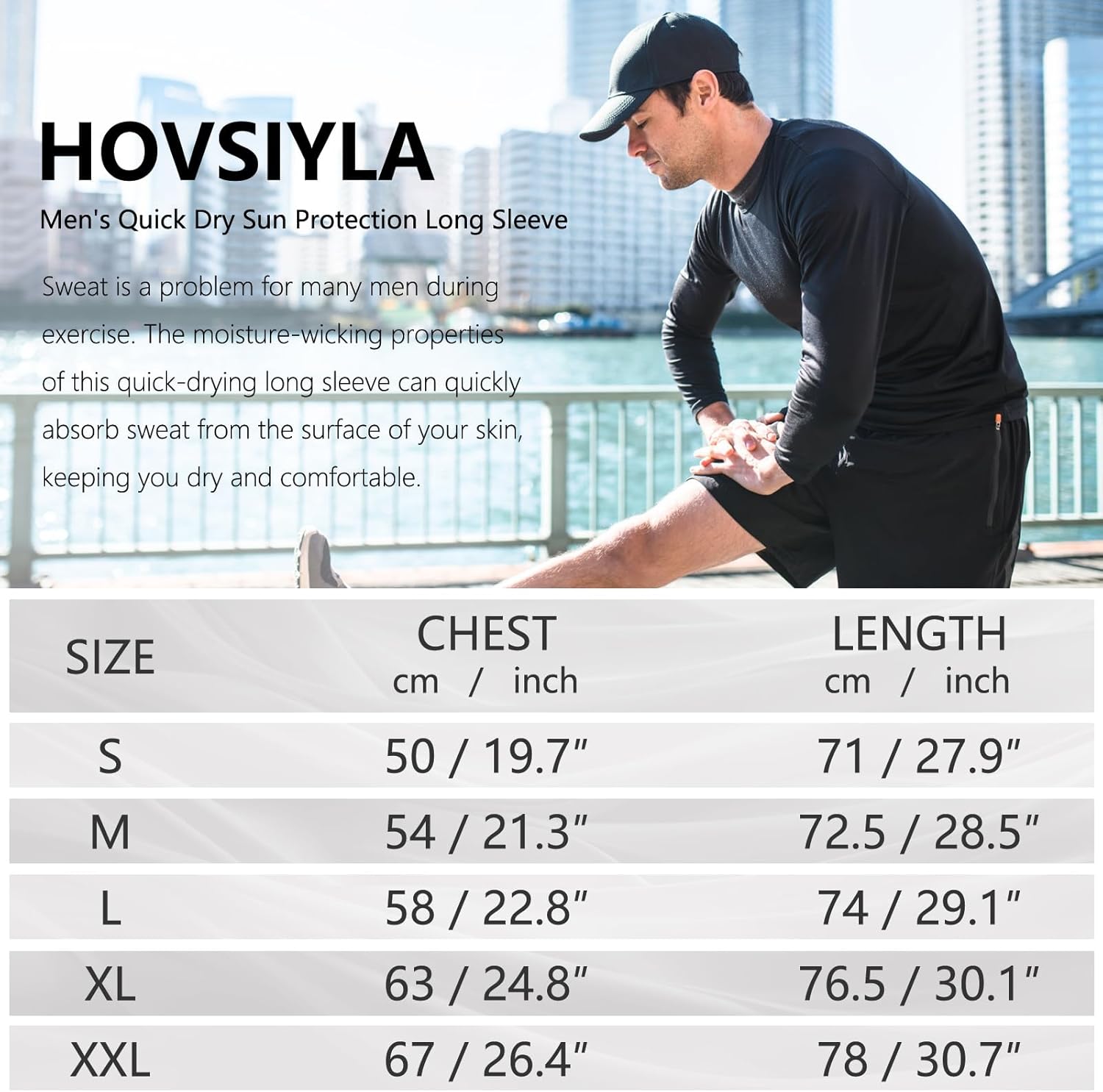Thumbnail 6 de HovSiyla Men's Long Sleeve Moisture-Wicking Shirt for Running and Sun Protection