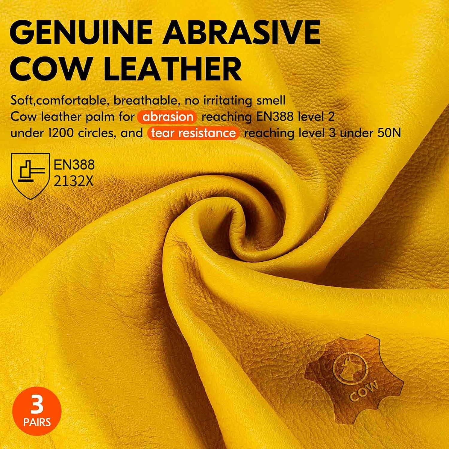 Thumbnail 1 de Vgo Gardening Gloves: Thornproof Cowhide Large, 3 Pairs