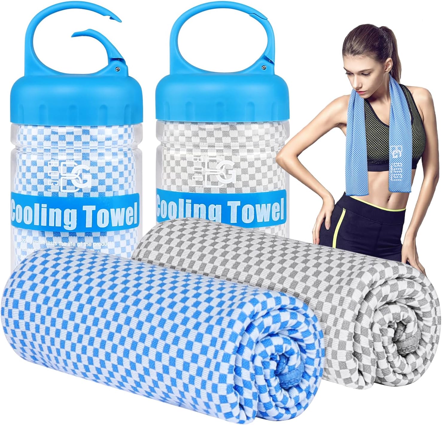 Detalle de BOGI 2 Pack Cooling Towel (100x30 cm) – Soft Bamboo Fibre, Instant Chill for Neck & Body