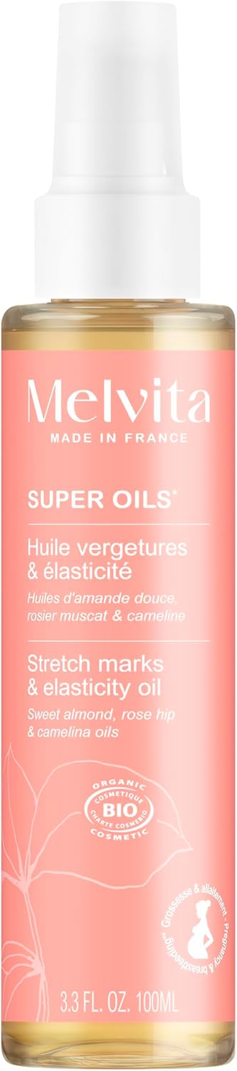 Melvita Huile pour Vergetures – Huiles Riches, soin corporel pour l’élasticité et la régénération (100 ml)