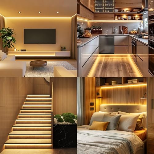 Detalle de PSTAR Cob Tira LED 4M Blanco Cálido 2700K Regulable con Fuente y Control Remoto | Lámpara decorativa para dormitorio, cocina y hogar