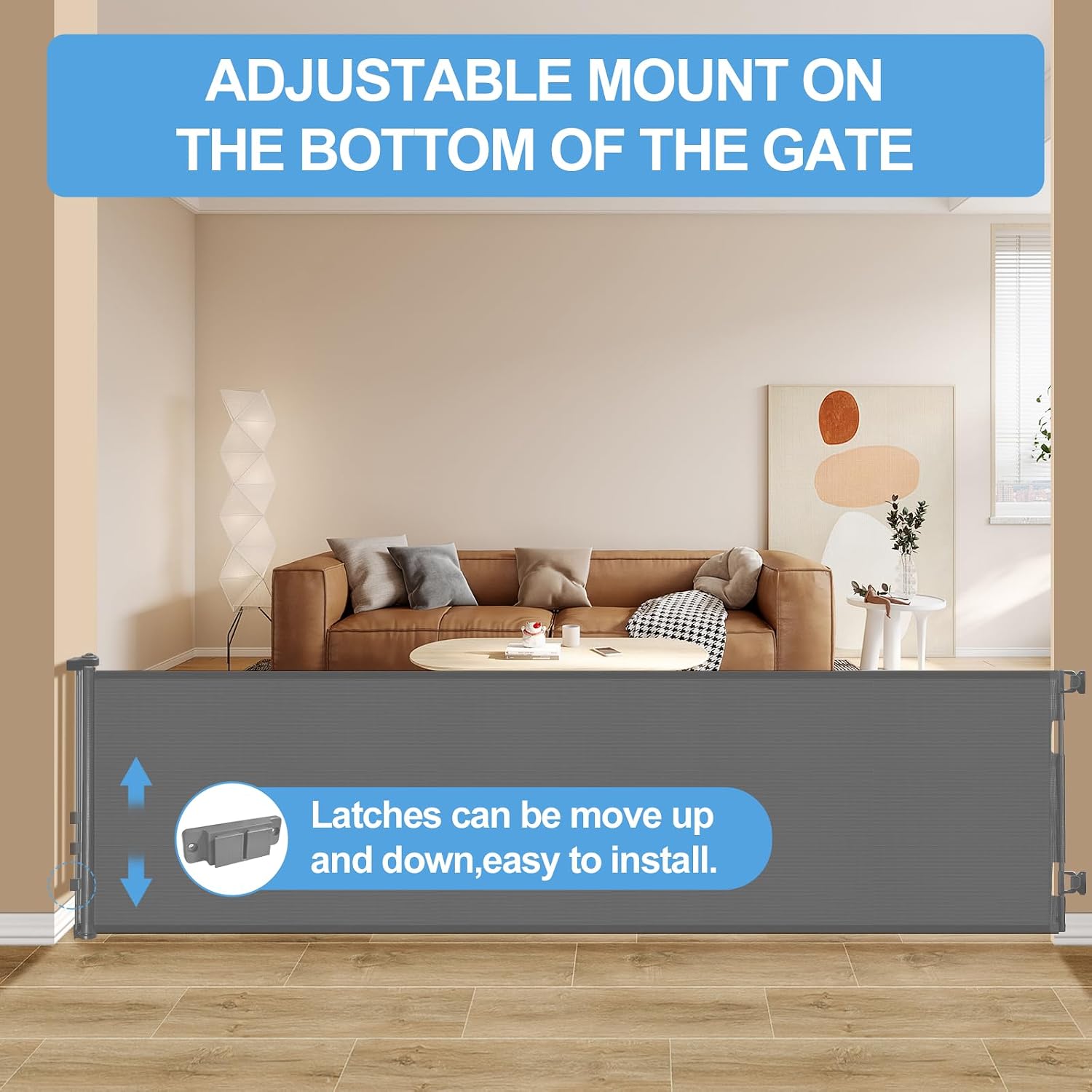 Thumbnail 3 de Retractable Mesh Safety Baby or Dog Gate (86cm tall) – Expands up to 300cm wide, Grey