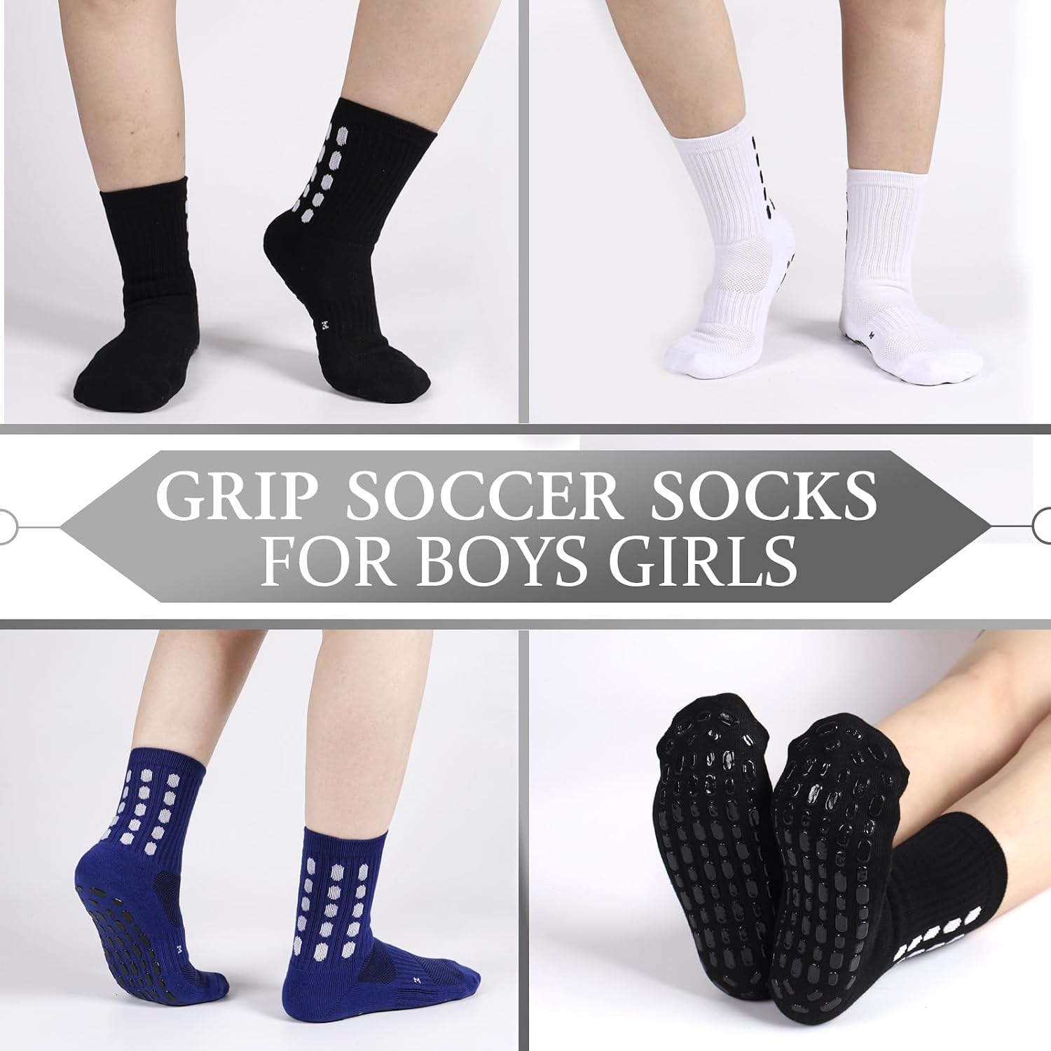 Thumbnail 1 de ZXOLDZX Kids Grip Soccer Socks, 3 Pairs