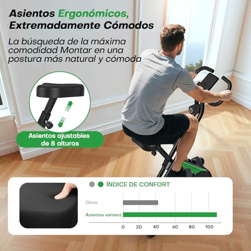 Thumbnail 4 de VANNECT Bicicleta Estatica Plegable con 16 Niveles de Resistencia, Monitor LCD y Medición de Pulso Manual, Soporte Plano, Ahorro de Espaci, Estática Silenciosa Magnética Bicicleta Estatica para Casa
