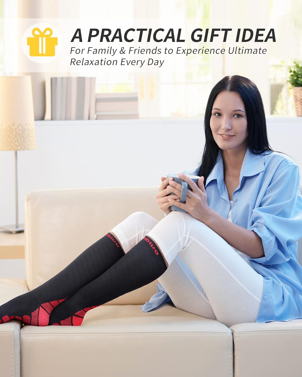 Thumbnail 5 de CAMBIVO Kompressionsstrümpfe für Damen und Herren (2 Paar) – Stützsocken für Sport, Flug, Reise & Radsport