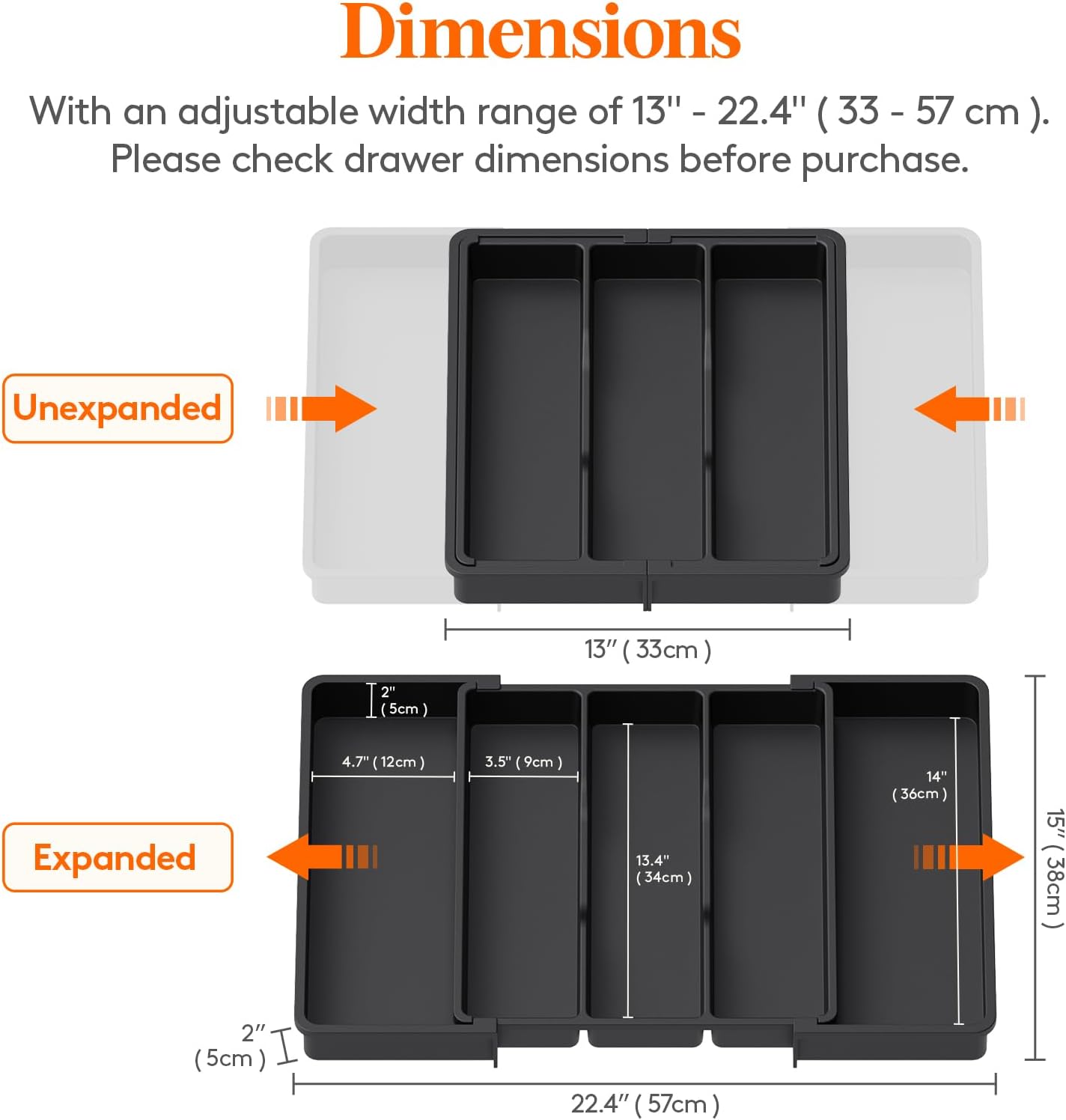 Thumbnail 1 de Lifewit Utensil Organizer Expandable 13"-22" Drawer