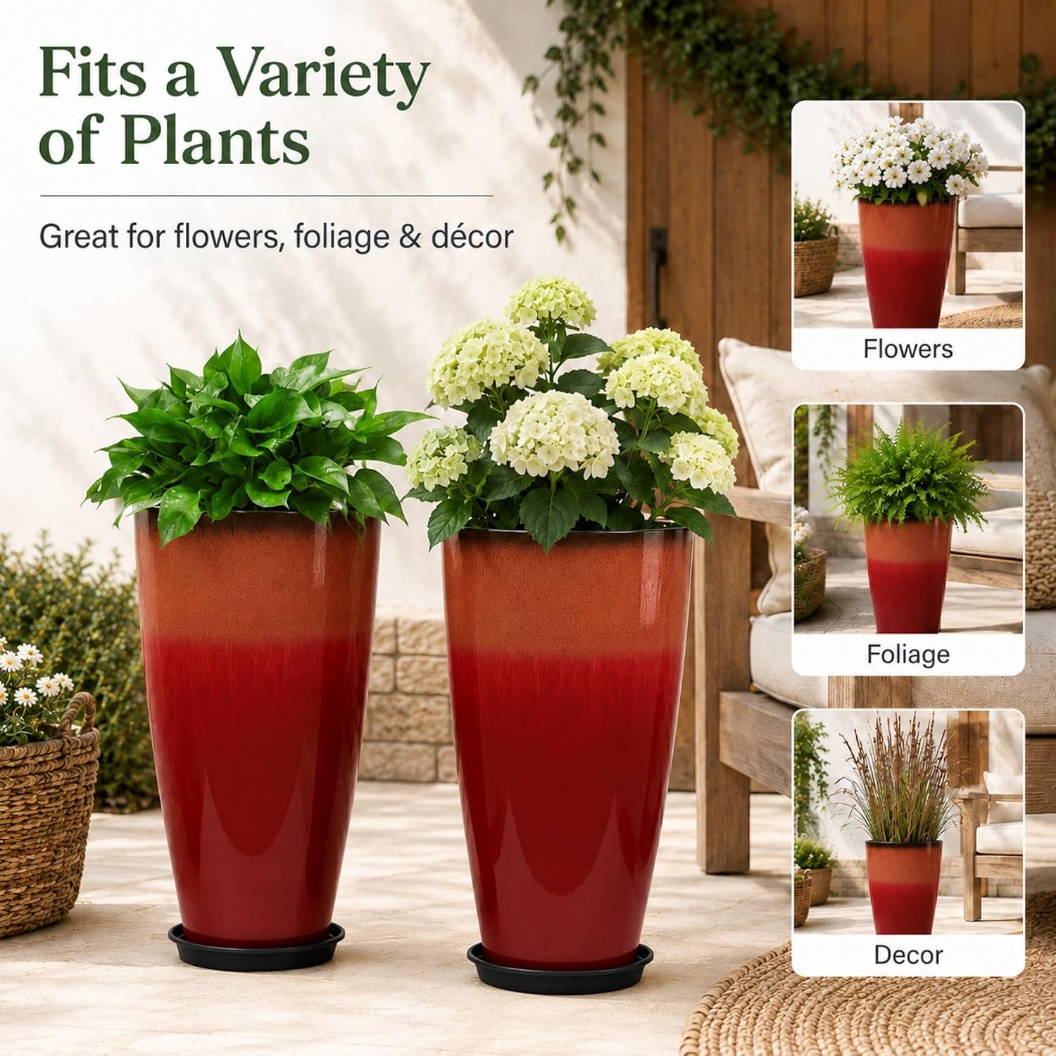 Thumbnail 6 de Neoaider Tall Plastic Planters, 21-Inch