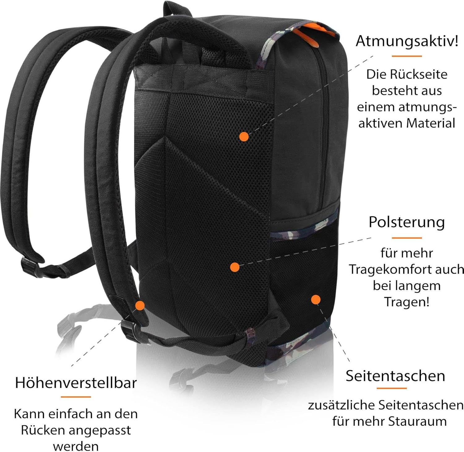 Thumbnail 2 de Normani Rucksack 20l – Großer Backpack mit Rückennetz, Laptopfach und zwei Trinkflaschenhaltern