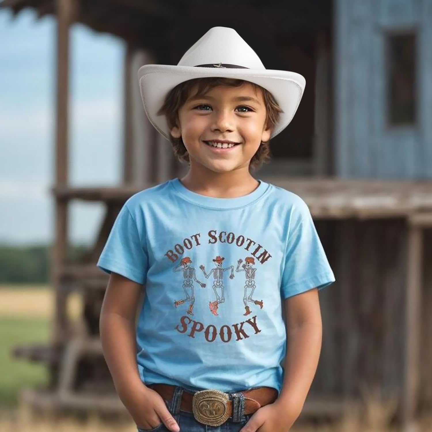 Thumbnail 5 de DRESHOW Cowboyhut Kinder – Fedora Westernhut mit Schnalle Gürtel, unisex 4–12 Jahre