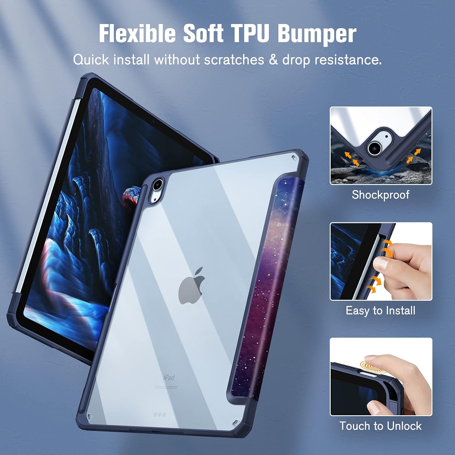Thumbnail 4 de Fintie Hybrid Hülle für iPad Air 11 Zoll M4/M3/M2 (2026–2024) & iPad Air 5./4. Gen (2022–2020) – Stoßfeste Schutzhülle mit transparenter Hartschale und Stifthalter
