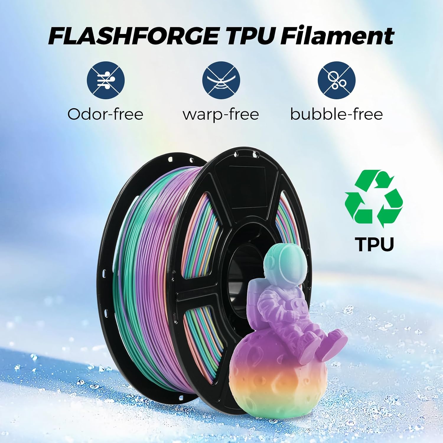 Detalle de FLASHFORGE TPU95A Elastic Filament 1.75 mm, 1 kg – Schwarz