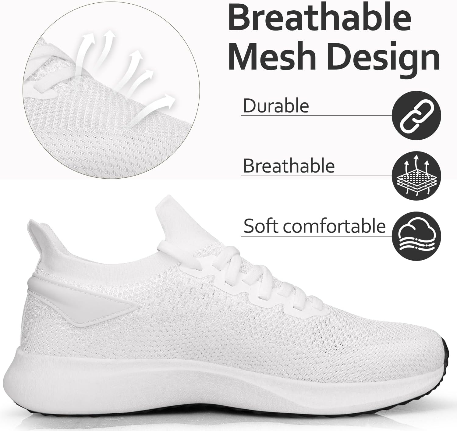 Thumbnail 2 de Giniros Men’s Trainers Walking Running Shoes Mesh Slip-On