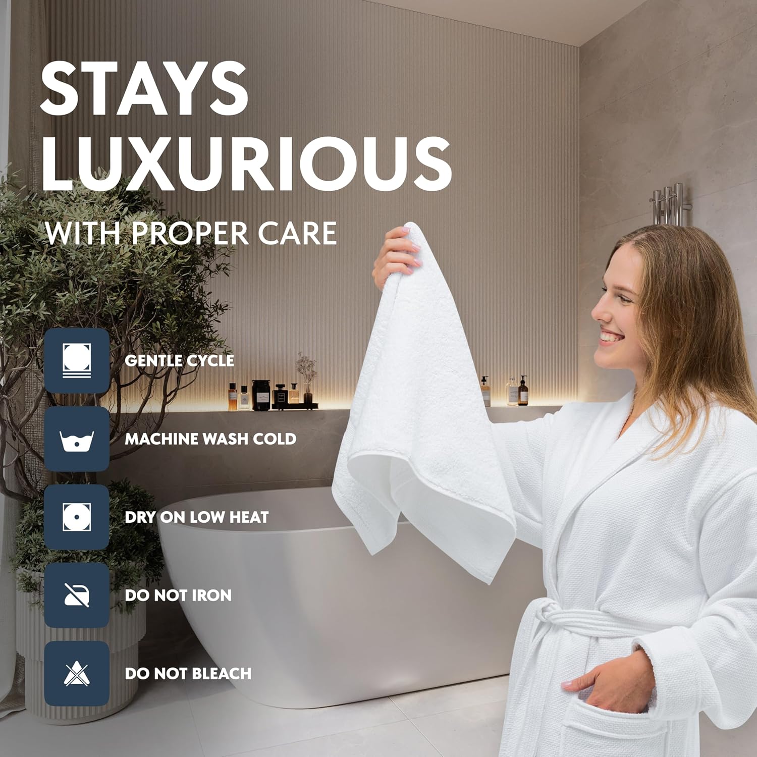 Detalle de Luxury White Hand Towels - 100% Turkish Cotton, 16x30 inches (Set of 6)
