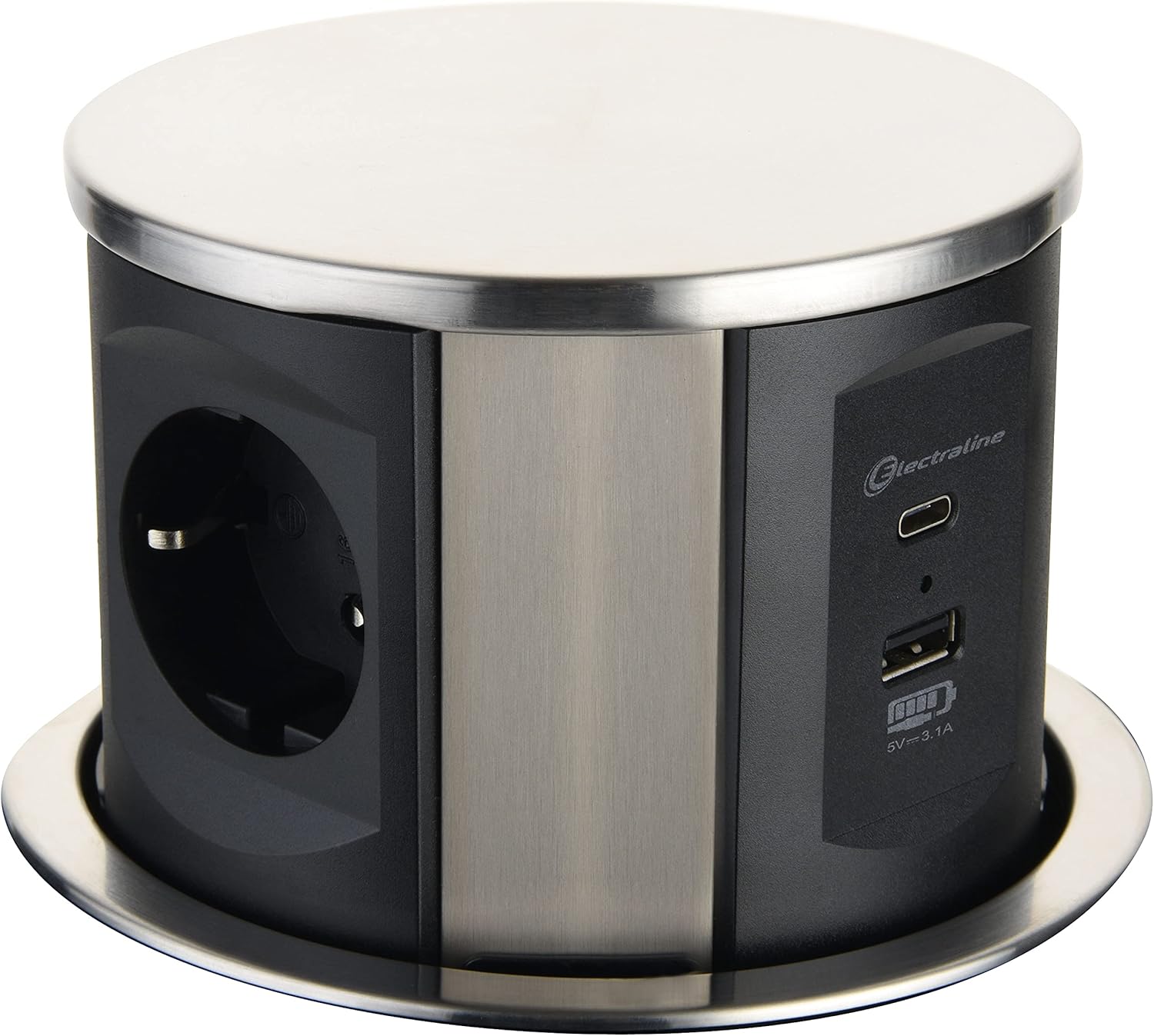 Thumbnail 6 de Electraline 62586 Multipresa Pop-up a Scomparsa per Scrivania/Cuina – 2 Prese Schuko, Ø60 mm, cavo 2 m