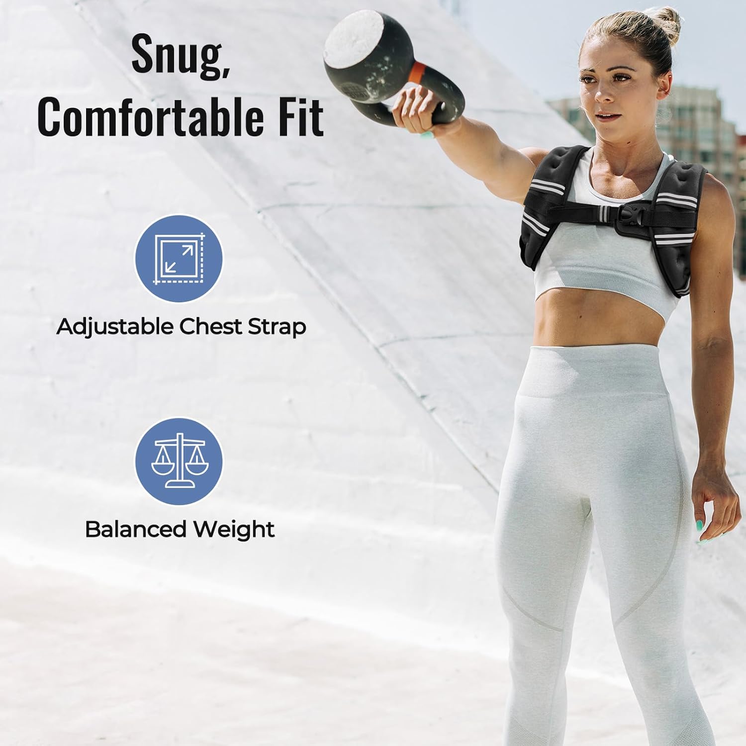 Detalle 2 de Zeerun Weighted Vest for Men and Women with Reflective Stripes and Adjustable Buckle