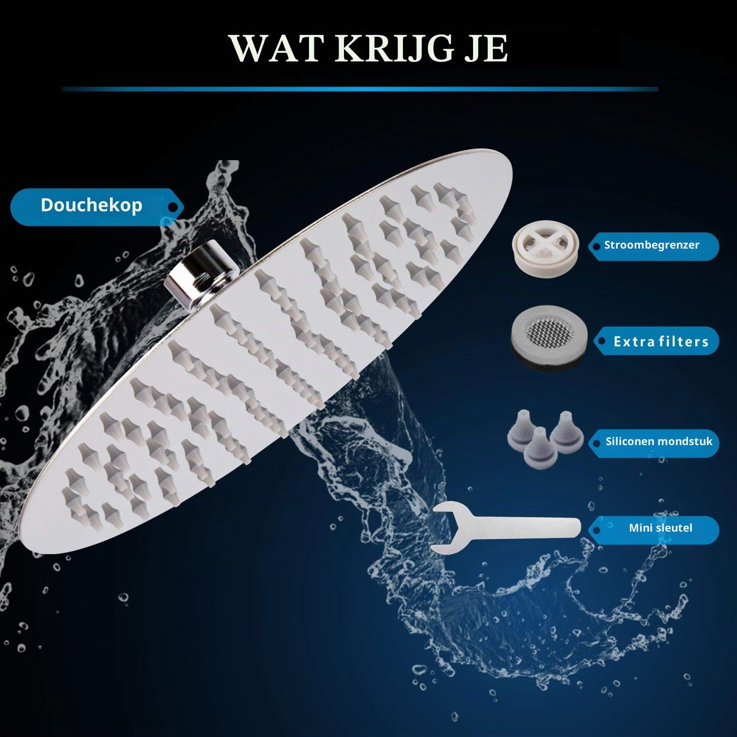 Thumbnail 4 de Markcco MKEU-108-SHR regendouchekop 25 cm, rond, RVS 304 en chroom