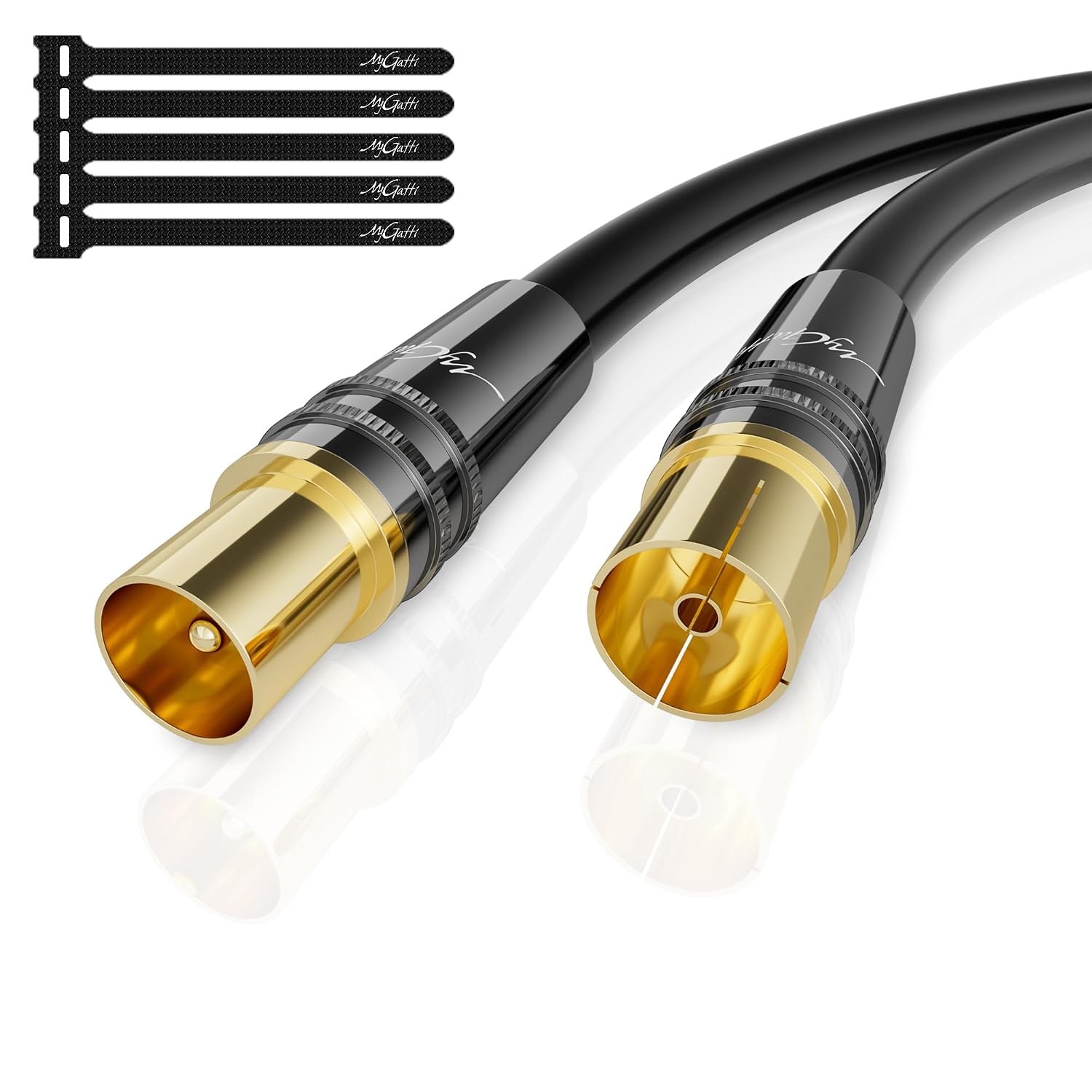 Thumbnail 5 de Mygatti 3M RG6 4K Antennenkabel (90°/gerade) für DVB-T/DVB-C, 75 Ohm, vergoldete IEC-Stecker