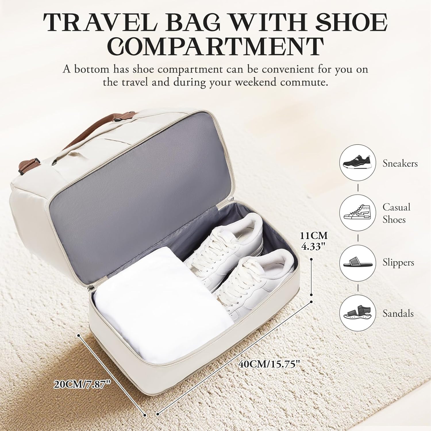 Detalle de SEAFEW for Ryanair Cabin Bag 40x30x20cm Underseat Travel Duffle with Shoe Compartment (Army Green)