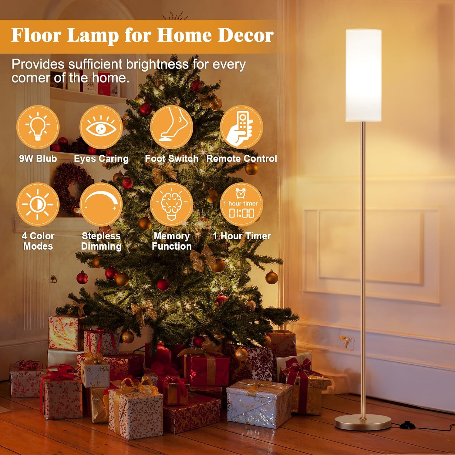 Thumbnail 3 de Aooshine 64in Floor Lamp with Brown Pole
