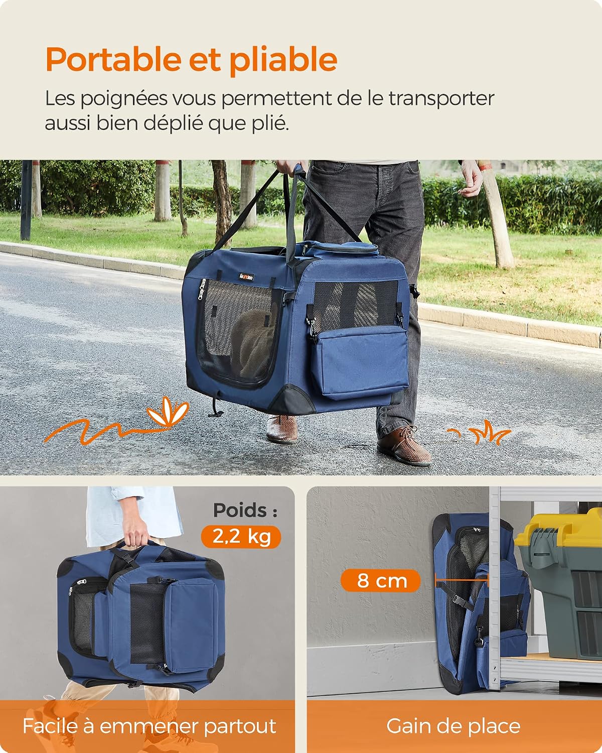 Detalle de Feandrea Sac Transport Chat Chien Taille S 50 x 35 x 35 cm