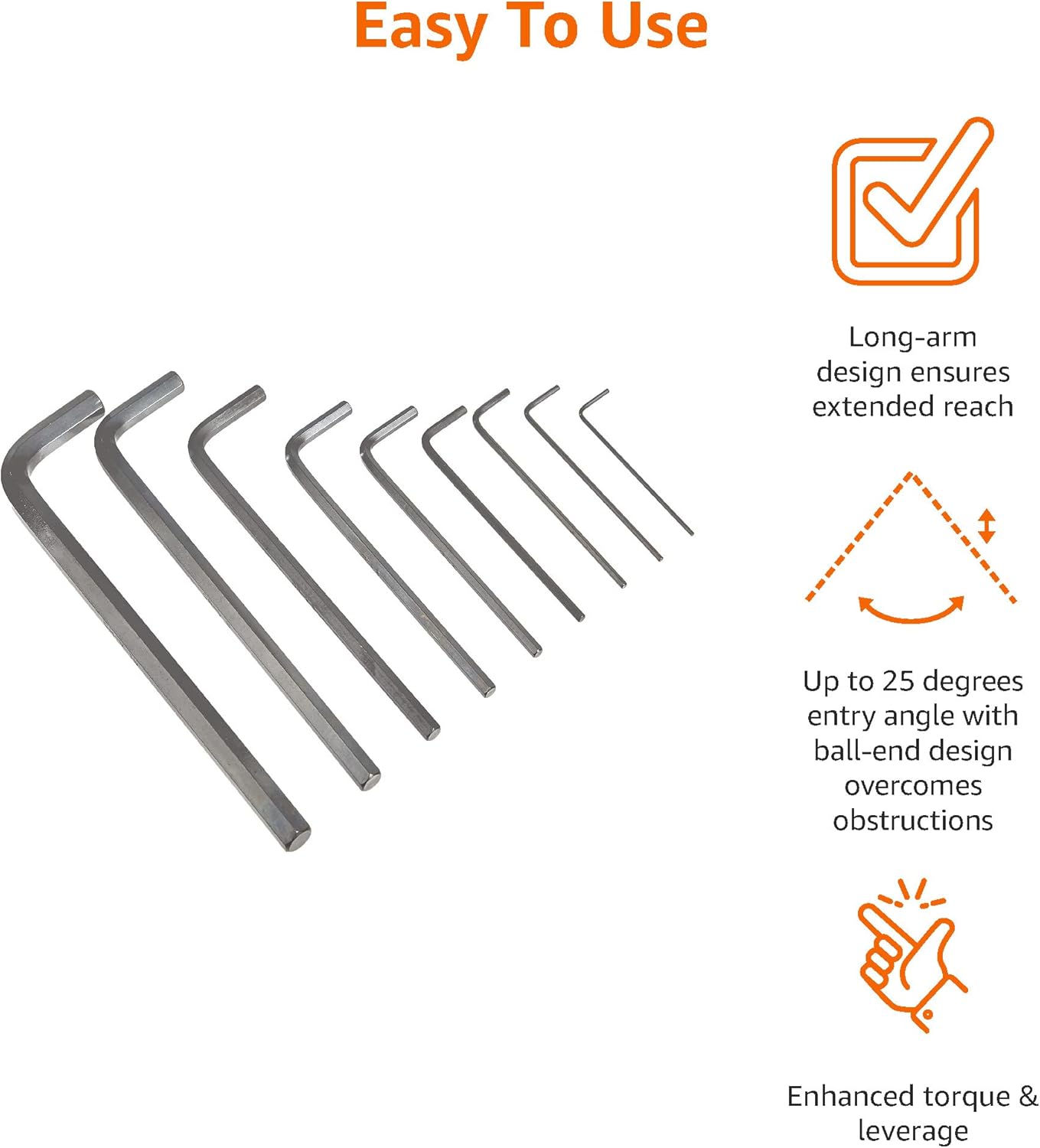 Thumbnail 3 de Amazon Basics 22-Piece Long Arm Hex Key Wrench Set – SAE/Metric