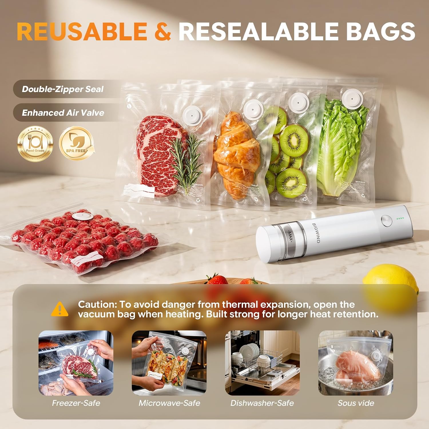 Thumbnail 2 de Handheld Vacuum Sealer with 45 Reusable Bags