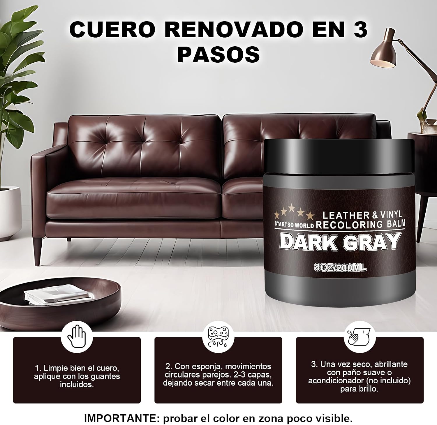 Thumbnail 5 de STARTSO WORLD Kit Reparación de Cuero 200 ml gris oscuro