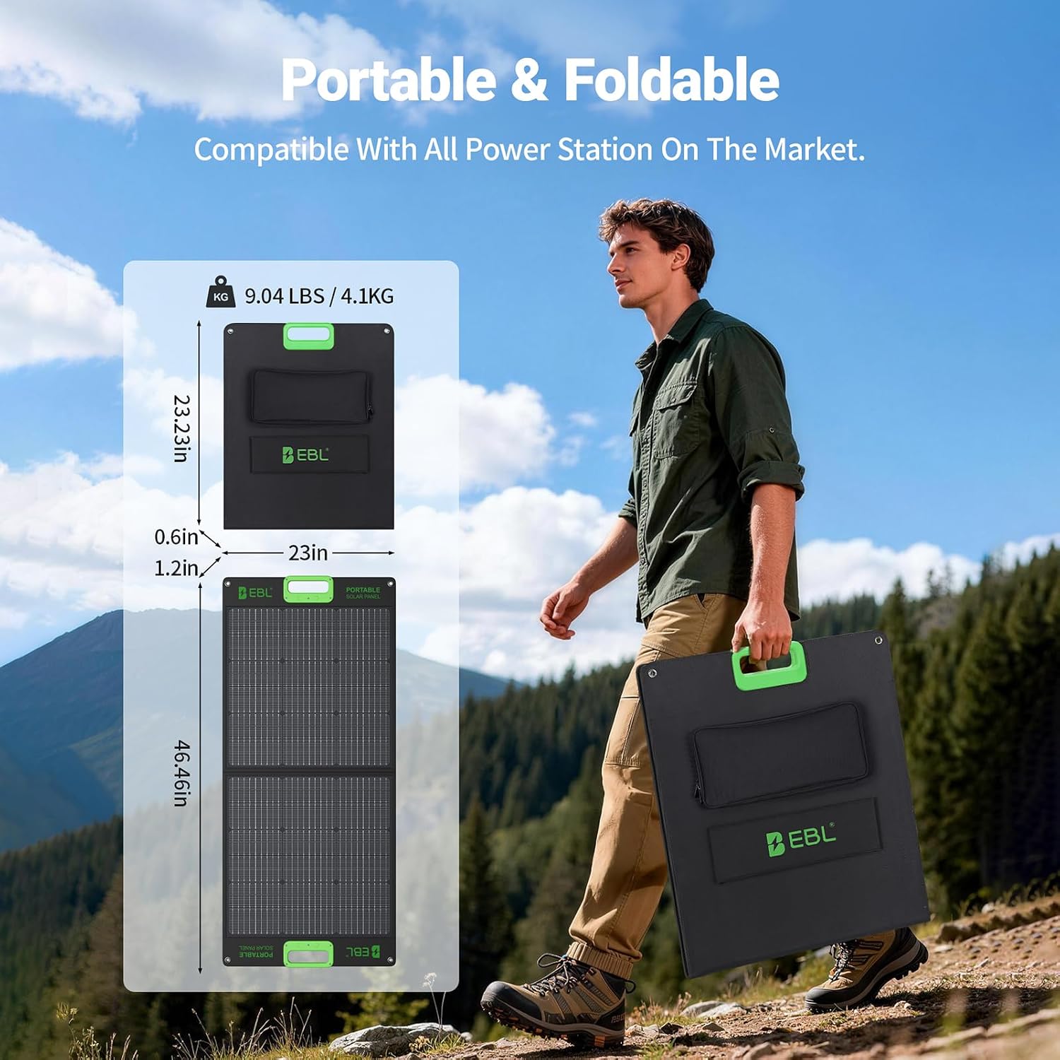 Thumbnail 6 de GRECELL 100W Portable Solar Panel for Power Station (23.5% ETFE Foldable, IP65)