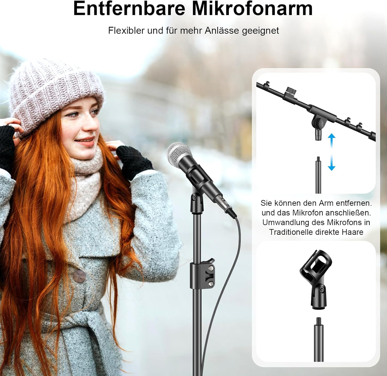 Thumbnail 3 de ZOMON Mikrofonständer mit Boom-Arm: höhenverstellbarer Bodenmikrofonständer für Gesang & Podcast