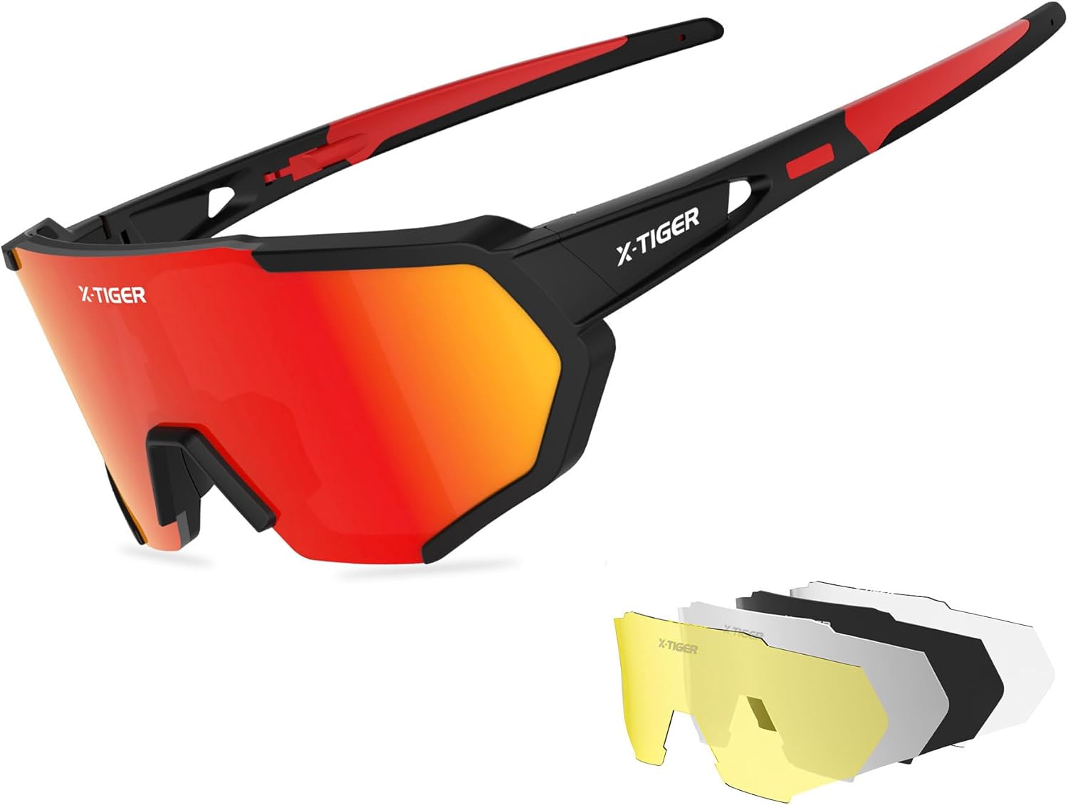X-TIGER Fahrradbrille Sportträger mit Wechselgläsern
