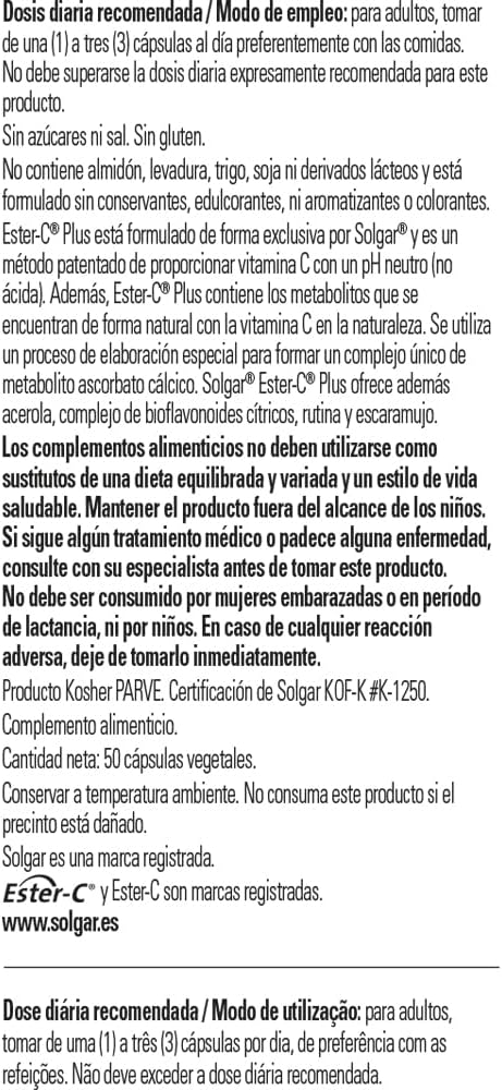 Thumbnail 2 de Solgar Vitamina C Ester-C Plus 500 mg 50 cápsulas