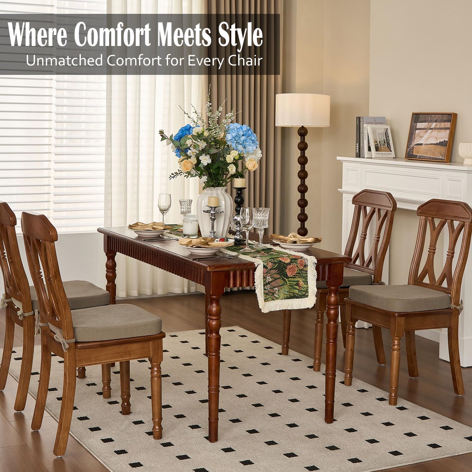 Thumbnail 6 de Nobildonna YD1716 Dining Chair Cushions, Khaki, 17" x 16", Set of 2