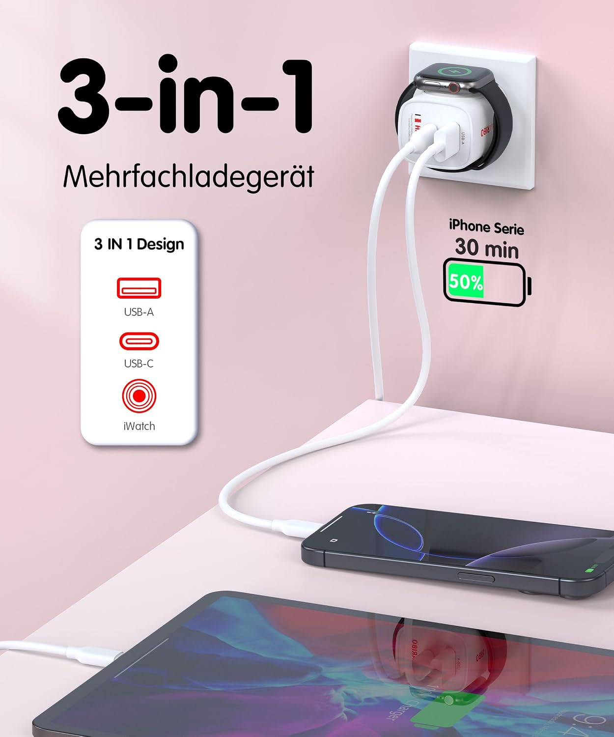 Detalle 2 de HARIBO 3‑in‑1 Ladegerät 20W USB‑C