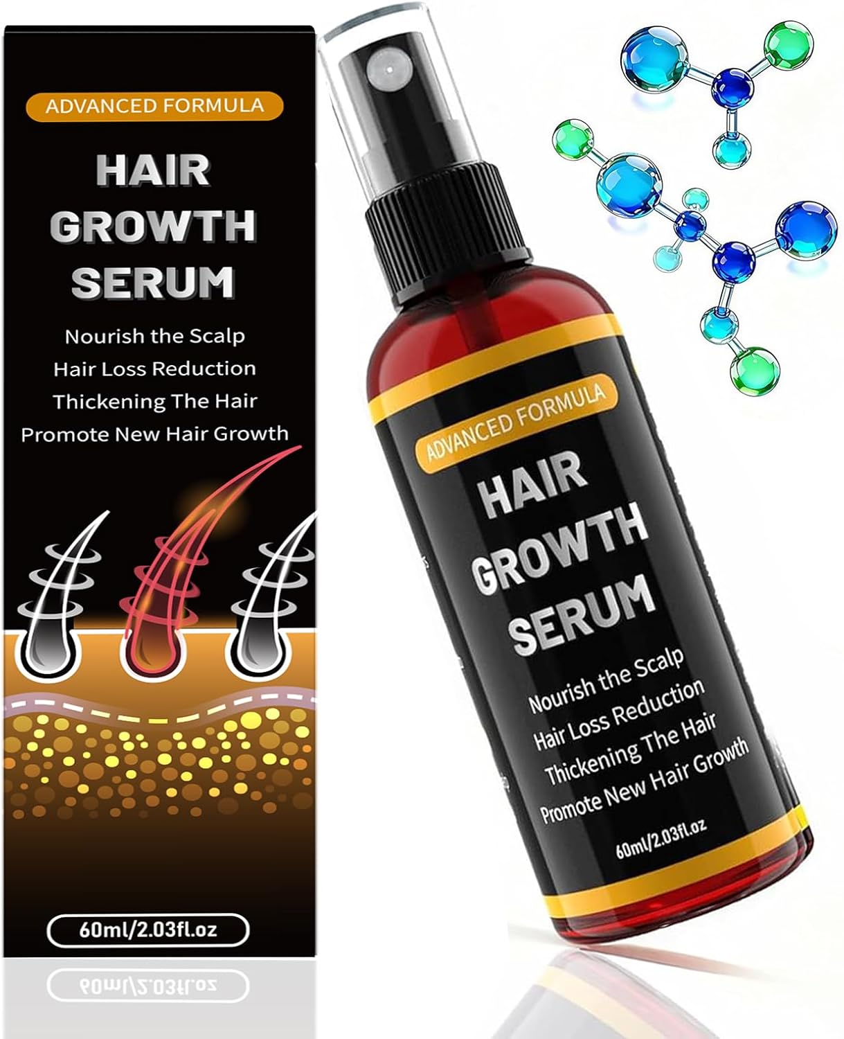 Detalle de Spray Siero per la Crescita dei Capelli 60 ml con Olio di Rosmarino, Olio di Ricino e Biotina