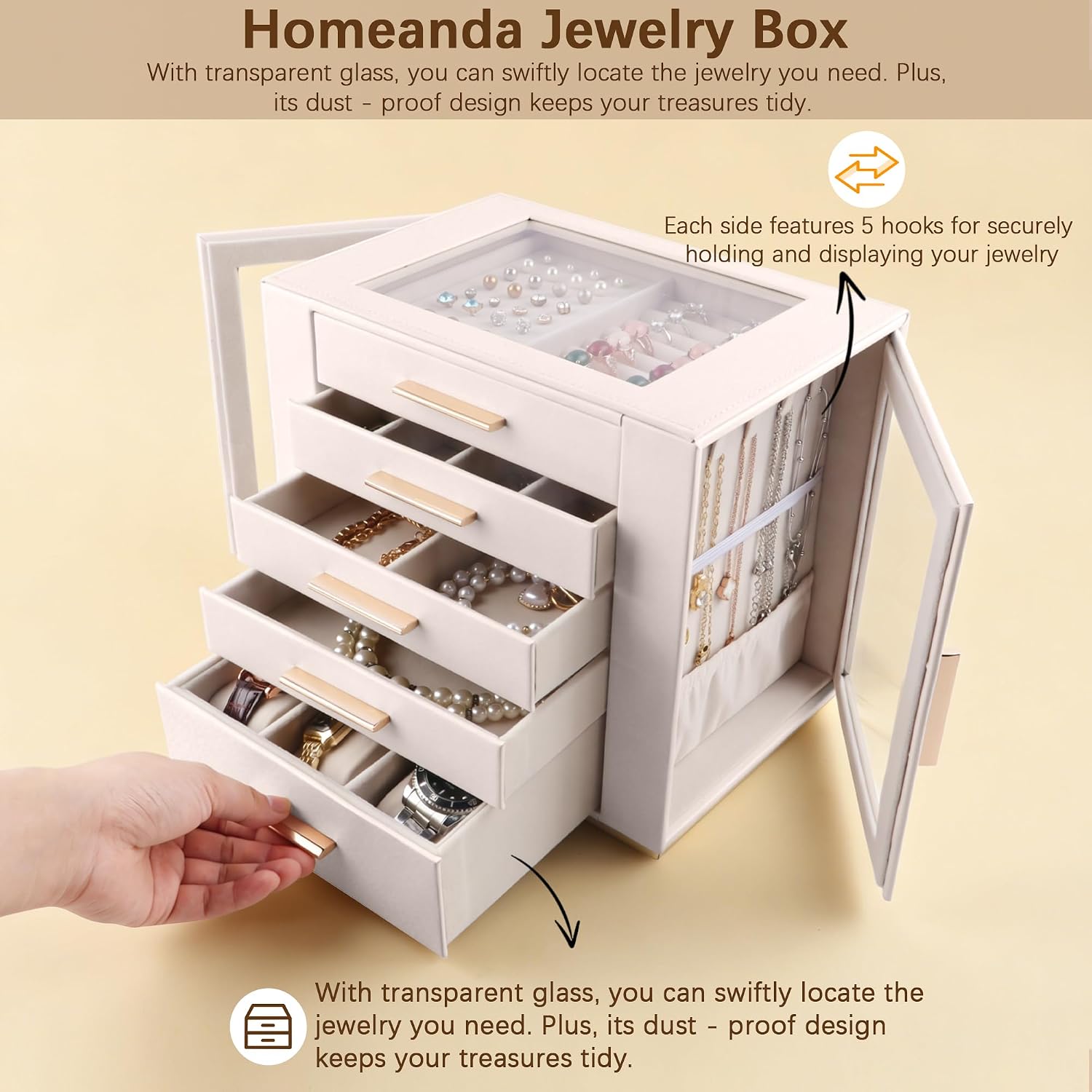 Detalle de Homeanda Large Jewellery Organiser Box for Women