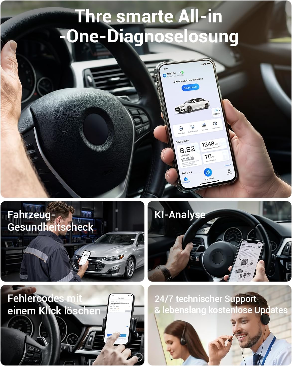 Detalle de XTOOL AD20 Pro OBD2 Diagnosegerät – umfassende Fahrzeugdiagnose mit KI-Unterstützung