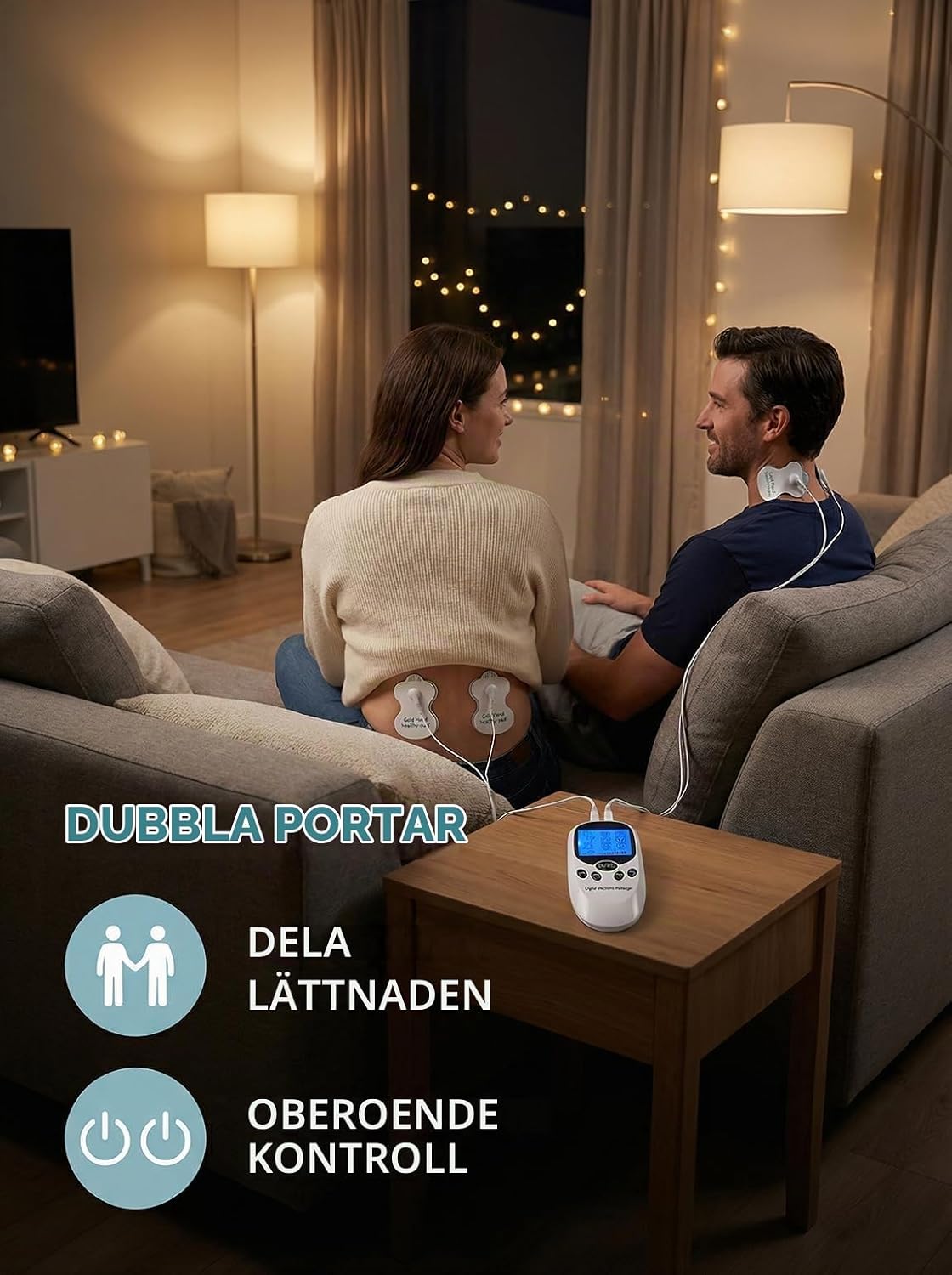 Thumbnail 4 de HMYILY TENS-muskelstimulator med dubbla utgångar, 8 kuddar och 6 lägen